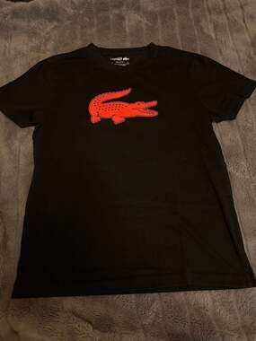 Lacoste Sport Regular Fit Graphic Logo T-Shirt Black Red Size L